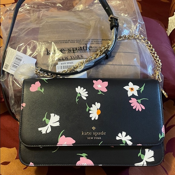 Kate Spade Black and Pink Floral Crossbody Bag - Picture 1 of 17